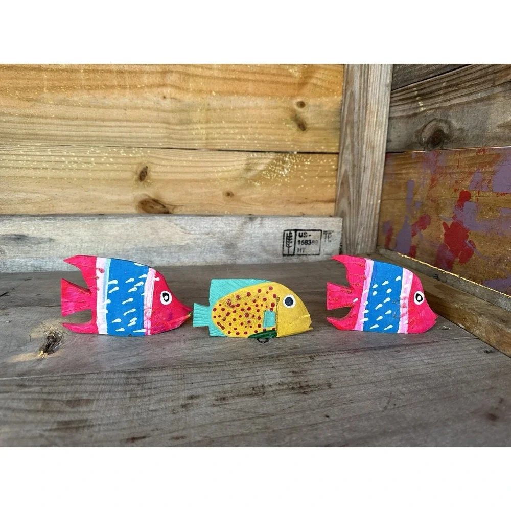 Vintage Wooden Hand Carved Hand Pained‎ Fish Decor Tropical Fish Decor